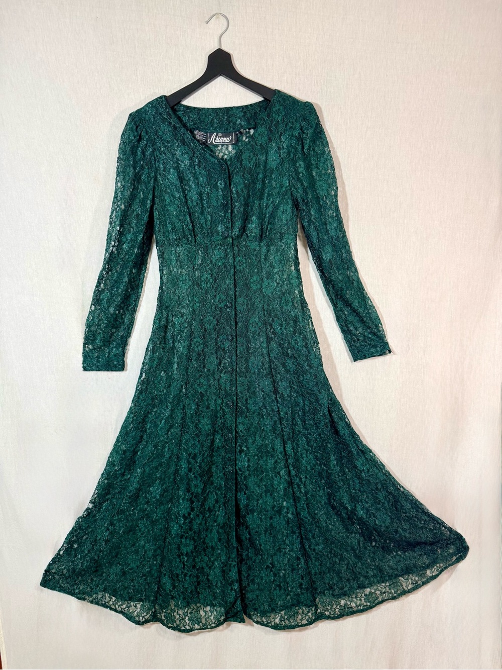 Adriana true vintage size S/XS Emerald Green Lace Fit-and-Flare Dress